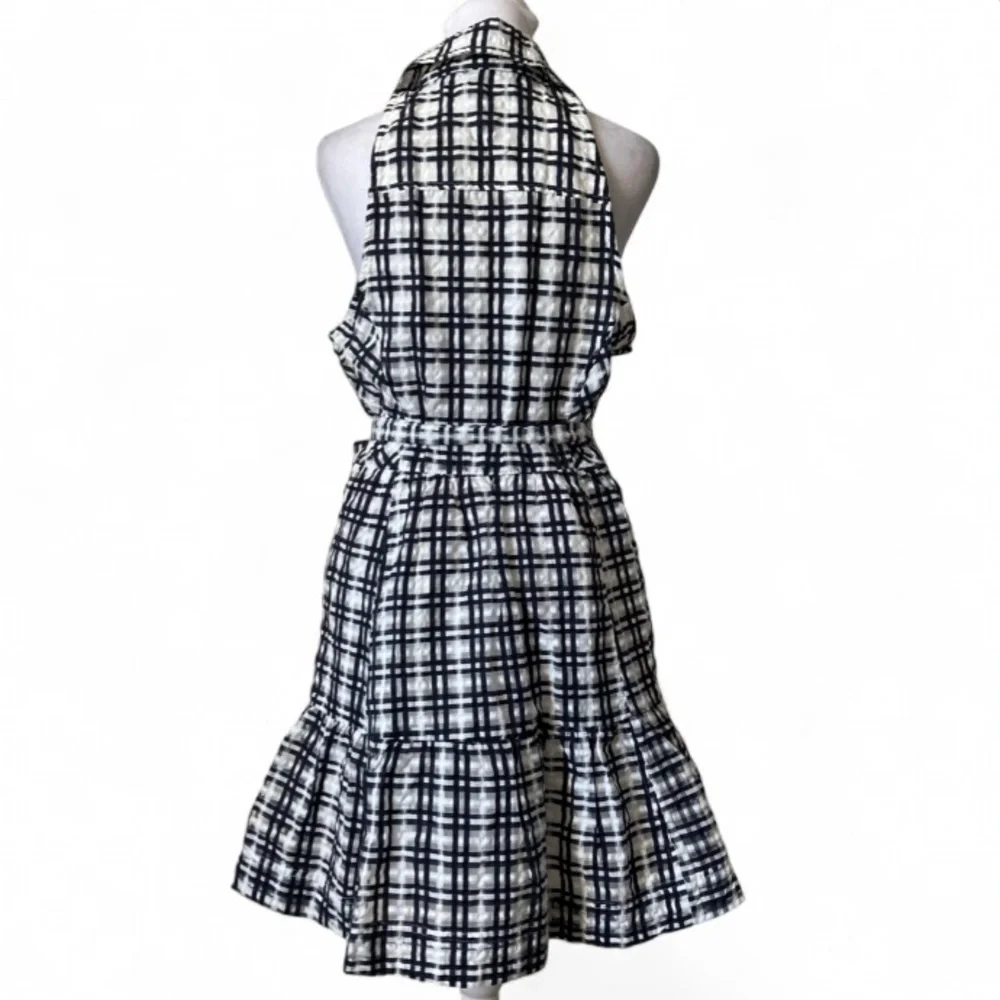 Maeve by Anthropologie Black & White Plaid Mini Flounce Dress size 10 - Picture 4 of 12